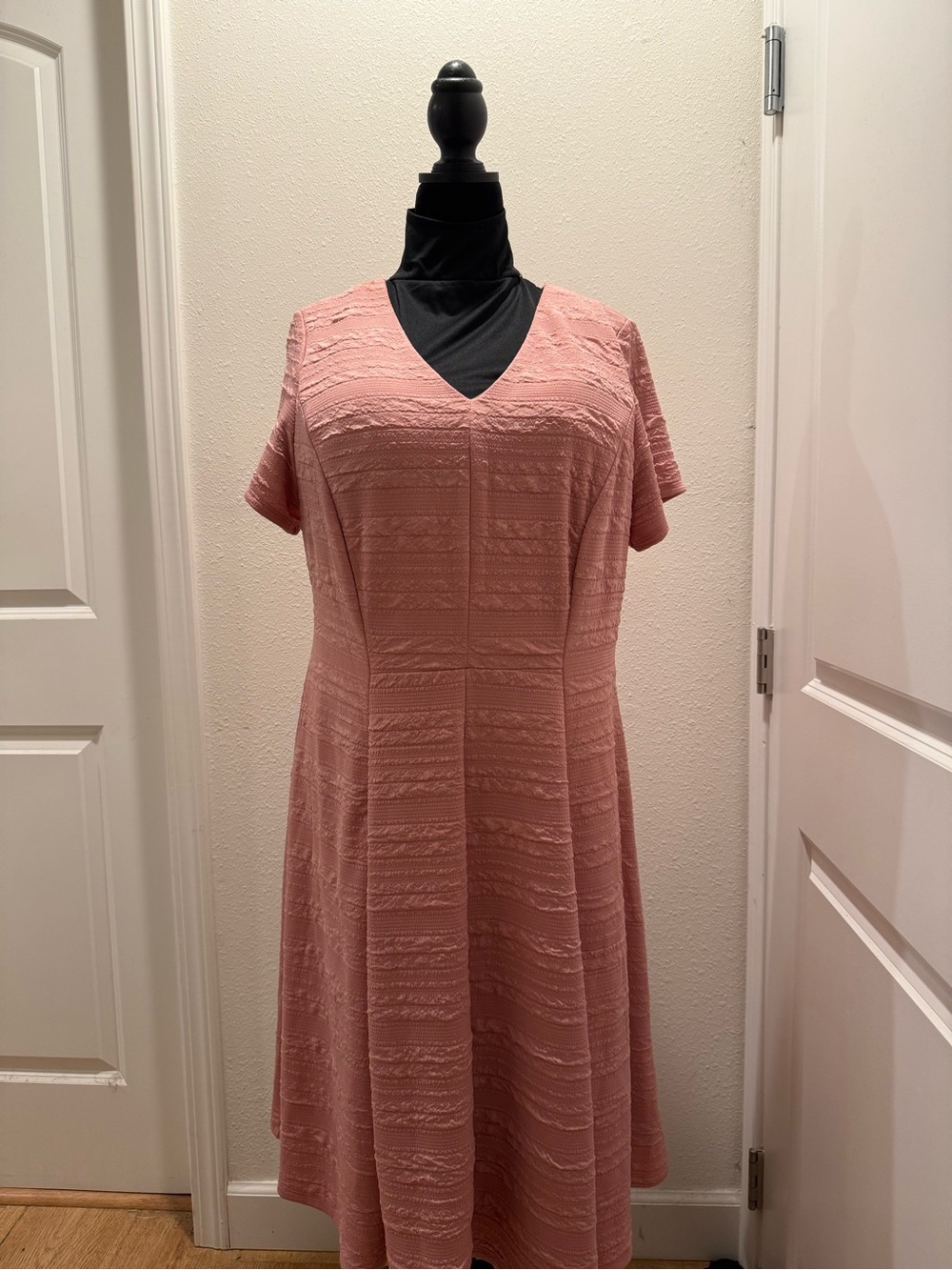 Lane Bryant Dusty Rose Textured V-Neck Midi Dress